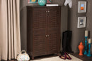 Curlew 4-Door Dark Brown Wooden Entryway Shoes Storage Cabinet Baxton