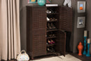 Curlew 4-Door Dark Brown Wooden Entryway Shoes Storage Cabinet Baxton