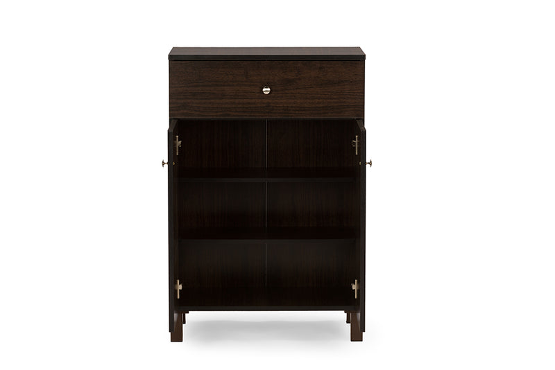 Celsie Dark Brown Shoe Cabinet w/2 Doors and Drawer