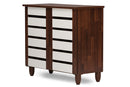 Leola Oak and White 2-tone Shoe Cabinet w/2 Doors, Vinly Legs Baxton