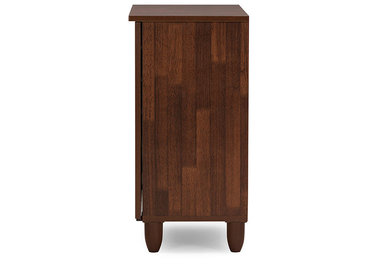 Leola Oak and White 2-tone Shoe Cabinet w/2 Doors, Vinly Legs Baxton