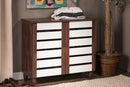 Leola Oak and White 2-tone Shoe Cabinet w/2 Doors, Vinly Legs Baxton