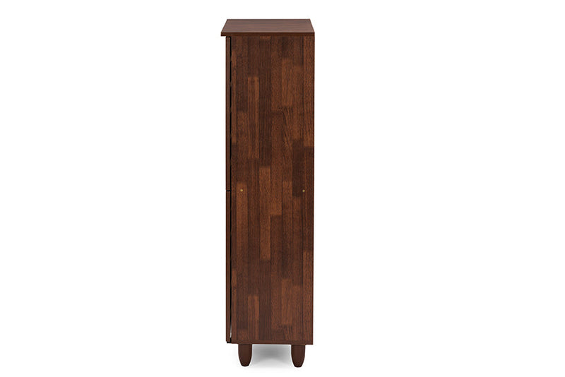Leola Oak and White 2-tone Shoe Cabinet w/4 Door, Vinly Legs Baxton