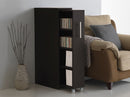 Claudia Dark Brown Wood Bookcase w/One Pulled-out Door Shelving Cabinet Baxton