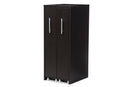 Claudia Dark Brown Wood Bookcase w/Two Pulled-out Doors Shelving Cabinet Baxton