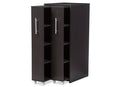 Claudia Dark Brown Wood Bookcase w/Two Pulled-out Doors Shelving Cabinet Baxton