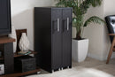 Claudia Dark Brown Wood Bookcase w/Two Pulled-out Doors Shelving Cabinet Baxton