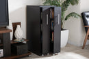 Claudia Dark Brown Wood Bookcase w/Two Pulled-out Doors Shelving Cabinet Baxton