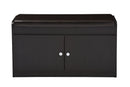 Elvina Dark Brown Wood 2-Door Shoe Cabinet w/Faux Leather Seating Bench Baxton