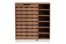Darielle "Walnut" Medium Brown Wood 2-Door Shoe Cabinet w/Open Shelves Baxton
