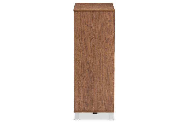 Darielle Modern and Contemporary "Walnut" Medium Brown Wood 2-Door Shoe Cabinet w/Open Shelves