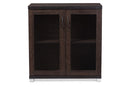 Adelina Dark Brown Sideboard Storage Cabinet w/Glass Doors Baxton