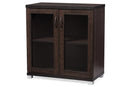 Adelina Dark Brown Sideboard Storage Cabinet w/Glass Doors Baxton