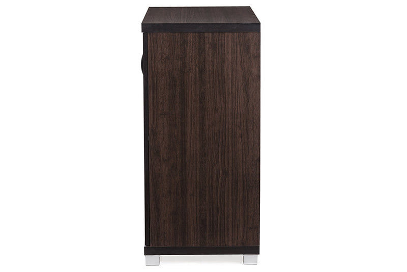 Adelina Dark Brown Sideboard Storage Cabinet w/Glass Doors Baxton
