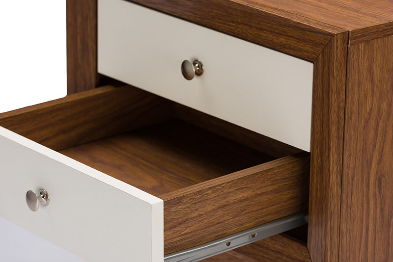 Iseline Two-tone Walnut and White Nightstand