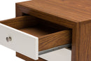 Iseline Two-tone Walnut and White Nightstand Baxton
