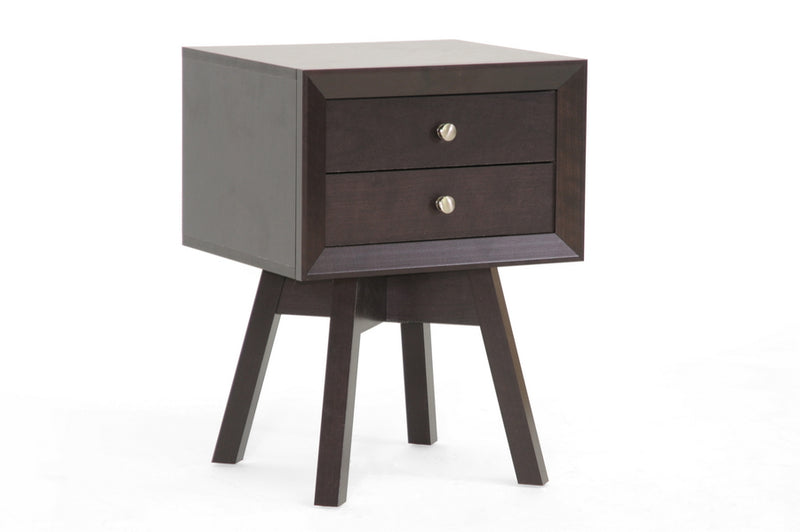 Iseline Brown Modern Accent Table and Nightstand, 2-Drawers