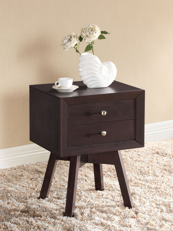 Iseline Brown Modern Accent Table and Nightstand, 2-Drawers