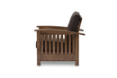 Cantu Walnut Brown Wood and Dark Brown Faux Leather 1-Seater Lounge Chair Baxton
