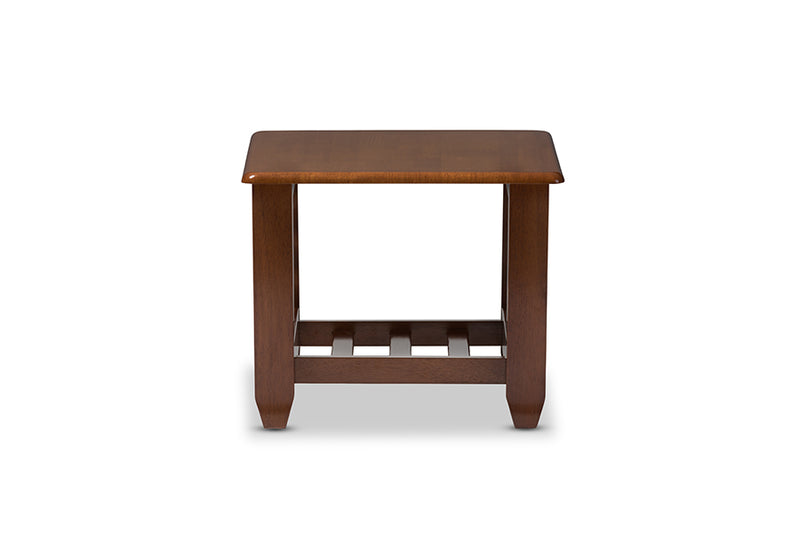 Risha Modern Classic Mission Style Cherry Finished Brown Wood Living Room Occasional End Table