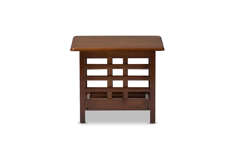 Risha Modern Classic Mission Style Cherry Finished Brown Wood Living Room Occasional End Table