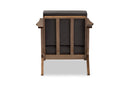 Macias Gray Fabric and "Walnut" Brown Wood Living Room 1-Seater Lounge Chair Baxton