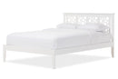 Laurel Geometric Pattern White Solid Wood Queen Size Platform Bed Baxton
