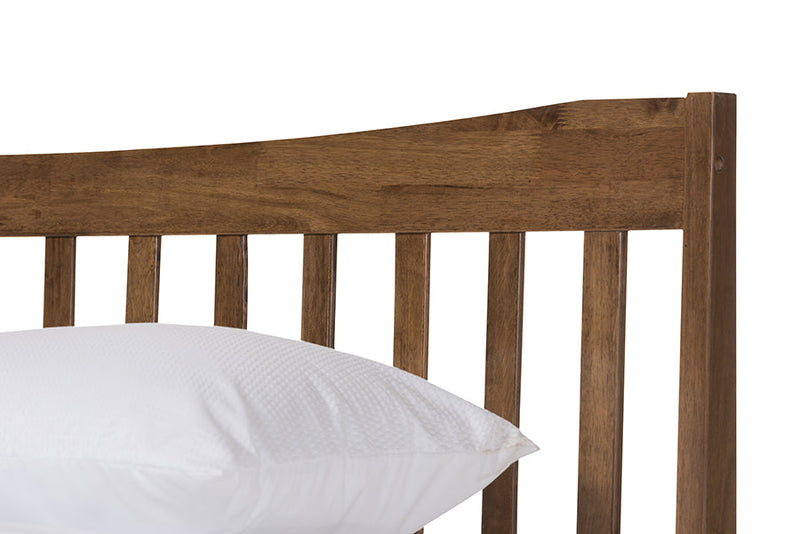 Veronica Solid Walnut Wood Curvaceous Slatted King Size Platform Bed Baxton