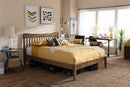 Veronica Solid Walnut Wood Curvaceous Slatted Full Size Platform Bed Baxton