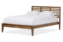 Torino Solid Walnut Wood Slatted Queen Size Platform Bed Baxton