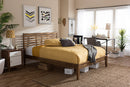 Torino Solid Walnut Wood Slatted Queen Size Platform Bed Baxton
