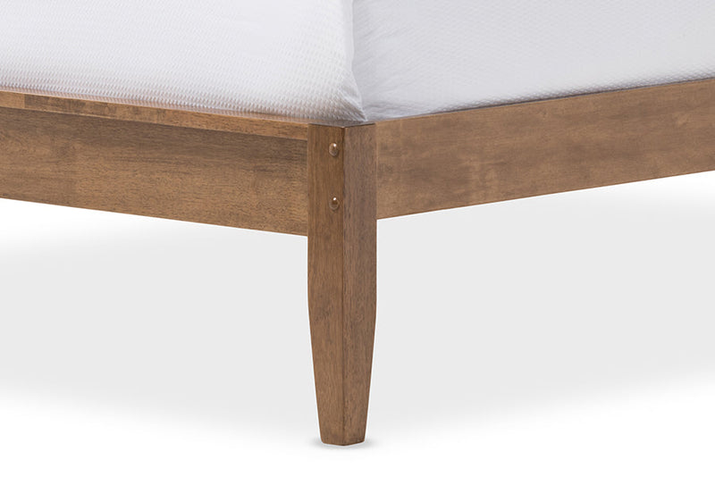 Valin Solid Walnut Wood Window-Pane Style Full Size Platform Bed Baxton
