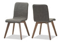 Patton Dark Gray Fabric Upholstered Walnut Wood Dining Chair (Set of 2) Baxton
