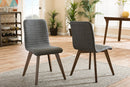Patton Dark Gray Fabric Upholstered Walnut Wood Dining Chair (Set of 2) Baxton