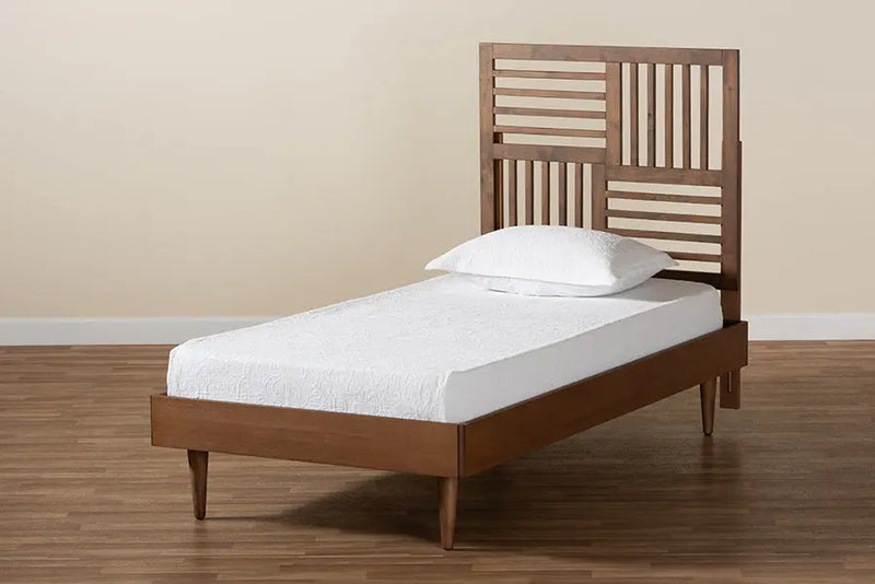 Sunderland Walnut Brown Finished Wood Platform Bed (Twin) iHome Studio