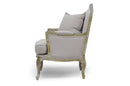 Eva Classic Antiqued French Accent Chair w/Rubberwood Frame Baxton