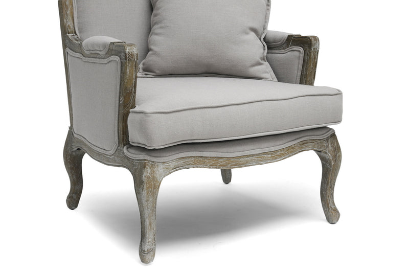 Eva Classic Antiqued French Accent Chair w/Rubberwood Frame