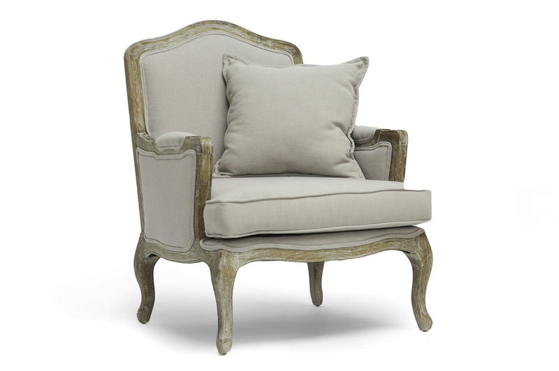 Eva Classic Antiqued French Accent Chair w/Rubberwood Frame