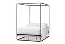 Angeline Industrial Black Bronze Finished Metal Canopy Queen Bed Baxton
