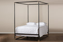 Angeline Industrial Black Bronze Finished Metal Canopy Queen Bed Baxton