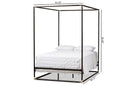 Angeline Industrial Black Bronze Finished Metal Canopy Queen Bed Baxton