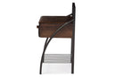 Sabeen Industrial Black Bronze Metal and Walnut Brown Wood 1-Drawer Nightstand Baxton