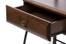 Sabeen Industrial Black Bronze Metal and Walnut Brown Wood 1-Drawer Nightstand Baxton