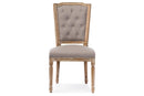 Louane Weathered Oak Beige Fabric Button-tufted Upholstered Dining Chair Baxton
