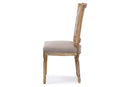 Louane Weathered Oak Beige Fabric Button-tufted Upholstered Dining Chair Baxton
