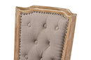 Louane Weathered Oak Beige Fabric Button-tufted Upholstered Dining Chair Baxton