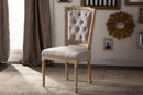 Louane Weathered Oak Beige Fabric Button-tufted Upholstered Dining Chair Baxton