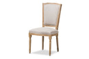 Alonza Weathered Oak Finish Wood and Beige Fabric Upholstered Dining Side Chair Baxton