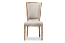 Alonza Weathered Oak Finish Wood and Beige Fabric Upholstered Dining Side Chair Baxton