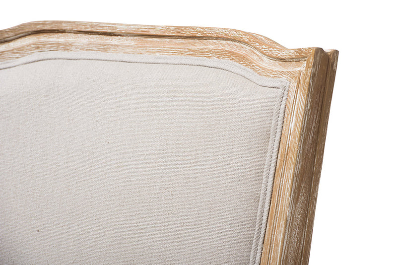 Alonza Weathered Oak Finish Wood and Beige Fabric Upholstered Dining Side Chair Baxton